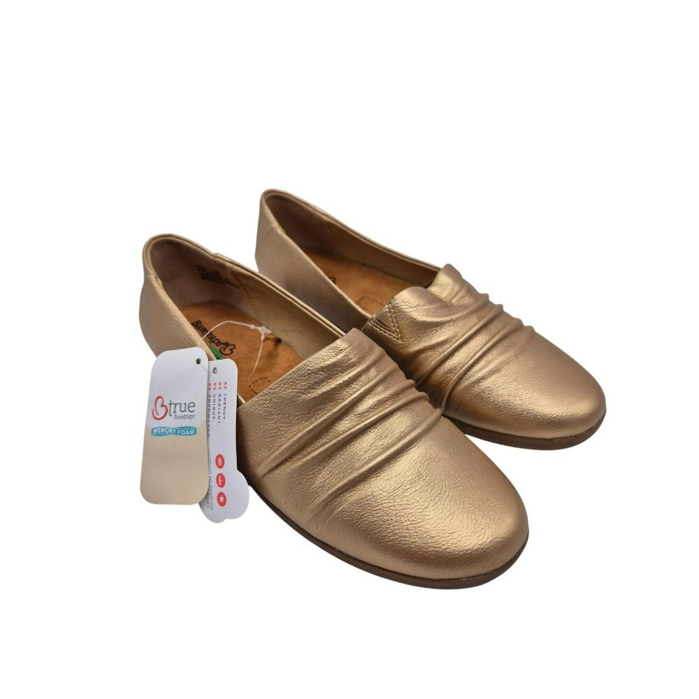 Baretraps Piper Metallic Gold Slip-On Flats Shoes Women's 7.5M Memory Foam
